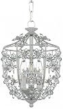 Crystorama Lighting Abbie Collection Hand Cut Crystal Mini Lantern, Antique White, 16H x 10W