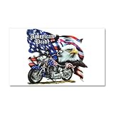 22 x 14 Wall Vinyl Sticker American Pride US Flag Motorcycle and Bald Eagle