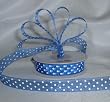 Organza Polka Dot Ribbon -5/8"- Royal Blue/White Dots - 25 Yards (75 Ft)