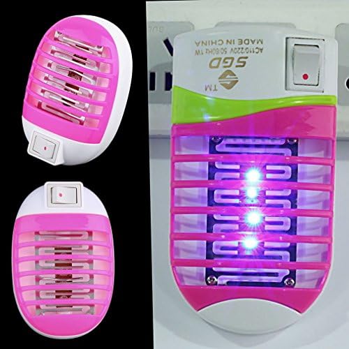 Mini LED Socket Mosquito Fly Bug Insect Trap Night Lamp Killer Zapper EA, Perfect solution against mosquitoes in the summer. (Rose Red)
