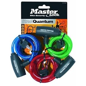 Master Lock 1800x8mm 3 Pack keyed alike self coiling steel Cable Locks Colours