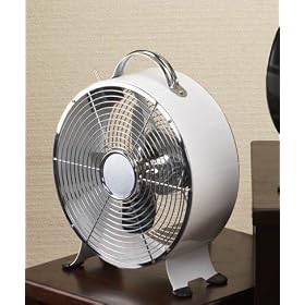 Deco Breeze Colored Retro Metal Box Fan in White
