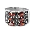 Sterling Silver Marcasite Ring with Garnet CZ - Size: 6-10