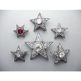 Group of 6 Diamond and Spinel Star Brooches, Circa 1890 by Almaz