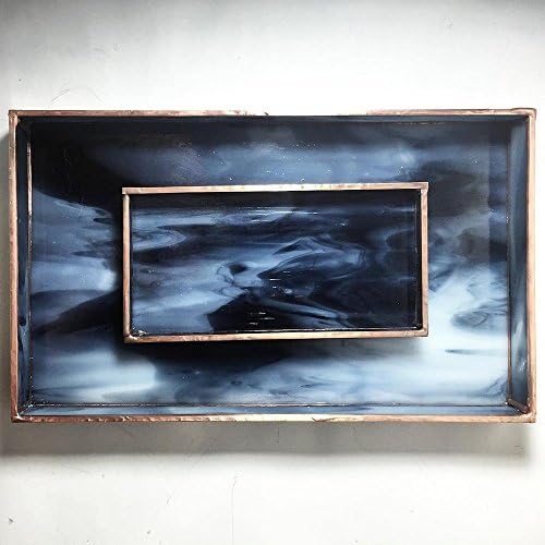 Small Blue Black Marbled Stained Glass Tray - Debbie Bean Amazon Handmade Feature Artisan