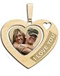 Custom Photo Pendant  Solid 14k Yellow Gold Heart with I Love You Etched Photo Pendant Picture Charm Created From Your Favorite Photo