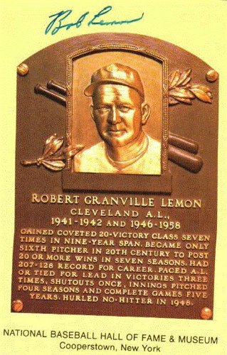 Bob Lemon Hall Of Fame Gold Plaque