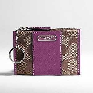 Coach Penelope Signature Skinny Coin Case with Key Chain 43291 Berry