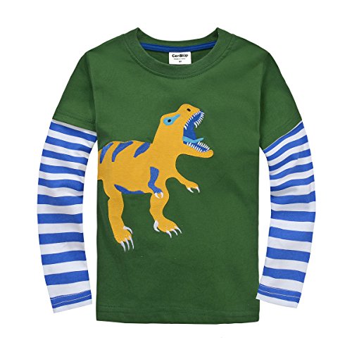 Coralup Little Boys Applique Dinosaur T-shirt(Green,18M-6T)