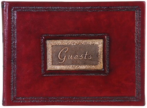 Genuine Italian Leather Guest Book / Journal, Embossed Designs, Gift Boxed, Bordeaux