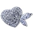 Silver Crystal Heart And Butterfly Brooch