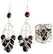 Valentines Gifts Silver Garnet Earrings and Ring
