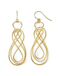 14k Yellow gold Leslies Polished and Diamond-Cut Fancy Twisted Shpherd Hook Earrings