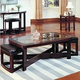 Homelegance Redell Rectangle Glass 2 Ottomans