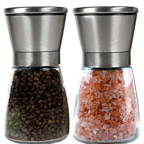 # 1 Superior quality salt & pepper shaker mill set , NEW & IMPROVED SALT & Pepper Set, Salt & Pepper Shakers with Adjustable Coarseness, Premium Brushed Stainless Steel. STYLISH BECAUSE YOUR WORTH IT.