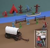 WILD WEST 19 Piece Cowboy and Indian 1/35th Play Set