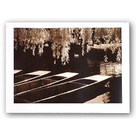 Punts on the River Cam, Cambridge by Derek Langley 14"x10" Art Print Poster