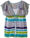Amy Byer Girls 7-16 Print Chiffon Kimono Sleeve Twofer Blouse