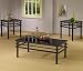 3pc Coffee Table Set with Black Glass Top in Black Metal Base
