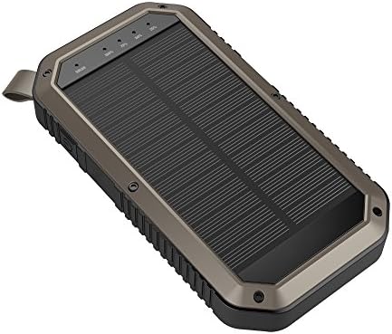 Solar Charger, iBeek® Portable 10000mAh 3-Port USB Solar Battery Charger External Battery Pack Phone Charger Power Bank with 21LED Light for Cell Phones iPad iPod GPS Tablet &amp; Camara (Desert Yellow)