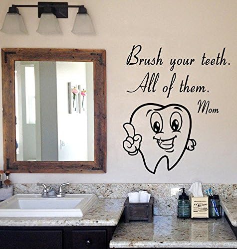 Cute Tooth Wall Decals Brush Your Teeth Mom Wall Quotes Vinyl Decal Sticker Bath Words Bathroom Home Decor Art Mural Kids Room Design