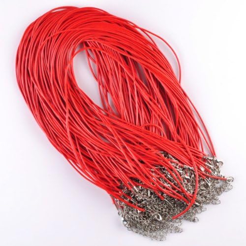 Wholesale 10 Pcs Real Leather Chains Necklace Charms Findings String Cord 1.5 mm (Red)