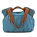 BMC Womens Cyan Blue Textured Canvas Double Top Handle Lightweight Shoulder Tote Travel Shopper Handbag