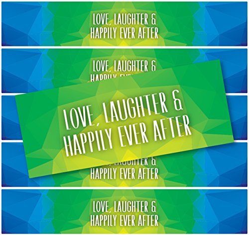24 WATERPROOF Water Bottle Labels; Geometric 1 “Love, Laughter & Happily Ever After”
