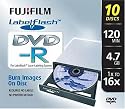 Fujifilm Media 25306000 DVD-R 4.7GB 120 Minutes 16X Labelflash Slim Case - 10 Pack