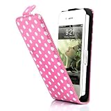 Pink and White Polka Dot Pattern Magnet Flip Hard Leather...