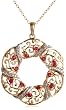 Yellow Gold Overlay Sterling Silver Ruby and Diamond Accent Circle Pendant, 18"