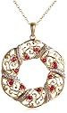 Yellow Gold Overlay Sterling Silver Ruby & Diamond Accent Circle Pendant, 18"