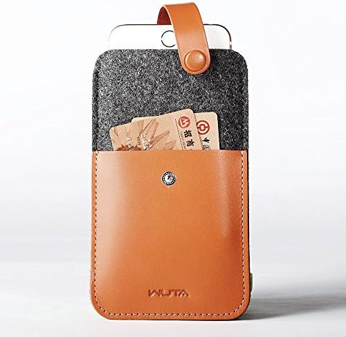 WUTA Genuine Leather Wool Felt Case for iPhone 6 6s and 6 plus (iPhone6 plus, Orange)