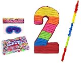 Number 2 Pinata Kit - Includes Pinata, 2Lb Filler, Buster Stick and Blindfold