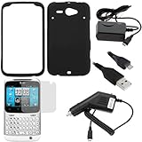 GTMax Black Hard Rubberized Snap On Case + Clear LCD Screen Protector + Car ....