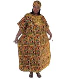 Kente Kaftan Caftan With Scarf - Kente Pattern 2 - One Size Fits All - Orange