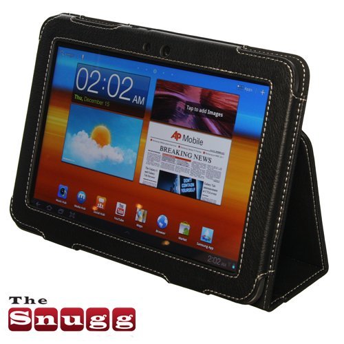 Snugg Galaxy Tab 8.9 Case Cover and Flip Stand in Leather with Elastic Hand Strap and Premium Nubuck Fibre Interior (Black) - 8.9 Inch Version Only - From the Creators of the Number 1 Best Selling iPad 2 Case