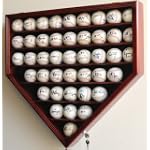 43 Baseball Display Case Cabinet Holder Wall Rack Home Plate Shaped w/ UV Protection- Lockable