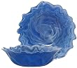 Colorful Art Glass Cobalt Blue Wave Rimmed Shallow Bowl 10.5"D, 3"H
