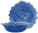 Colorful Art Glass Cobalt Blue Wave Rimmed Shallow Bowl 10.5"D, 3"H