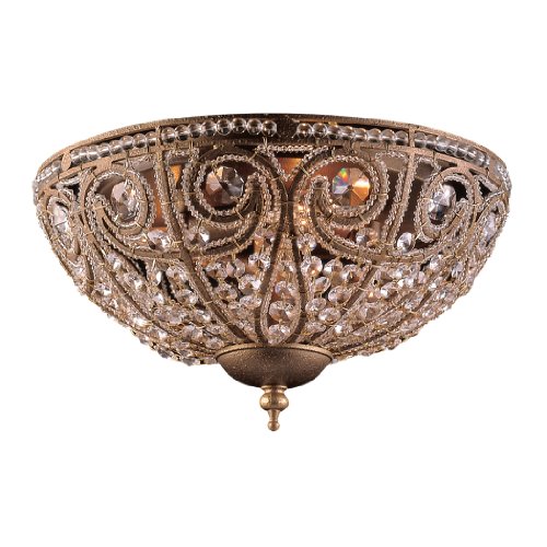 ELK Lighting Elizabethan 3-Light Flush-Mount Ceiling Fixture, Dark Bronze