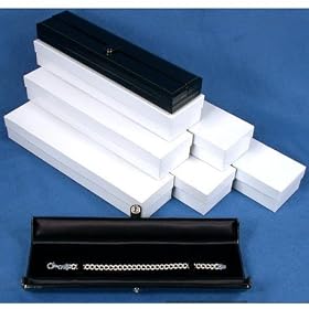 6 Black Leather Bracelet Gift Boxes Display Snap Lid