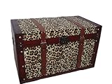 PHAT TOMMY Vintage Antique Style Decorative Storage Steamer Trunk - Leopard