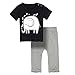 Big Elephant 2 Pieces Baby Boys Short Sleeve Striped Elephant Shirt Pants E42