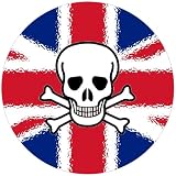 58mm Round Badge Style Fridge Magnet Skull Union Jack Flag