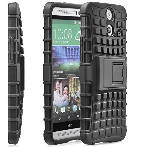 Fosmon [RUGGED] HTC One (E8) 2014 Case - HYBO-RAGGED Heavy Duty Hybrid Protective Cover with Kickstand (Black)