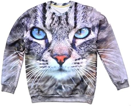 Unisex Sweater Eyes Cat Fighting Pullover Sweatshirt T Shirts (M)