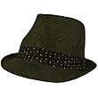 Men's Summer Fedora Trilby Retro Pleated Hatbband Beach Sun Hat Black 57cm S/M