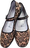 Bronze Floral Velvet Mary Jane Chinese Shoes