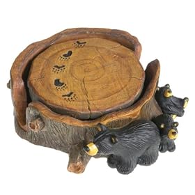 Bearfoot Bears Coaster Set by Black Forest Decor